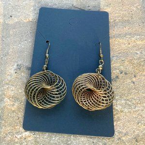 Burnished Gold Tone Swirl Earrings